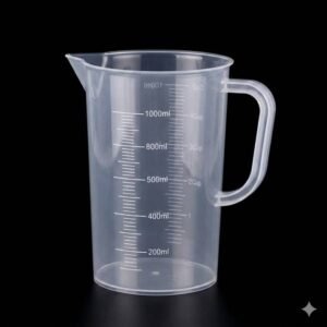 Plastic measuring jug with graduation markings