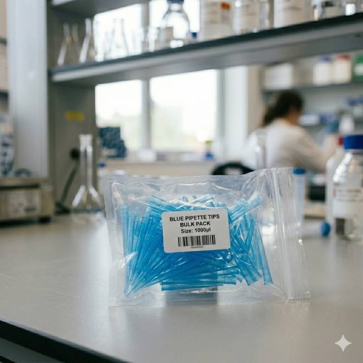Sterile blue pipette tips