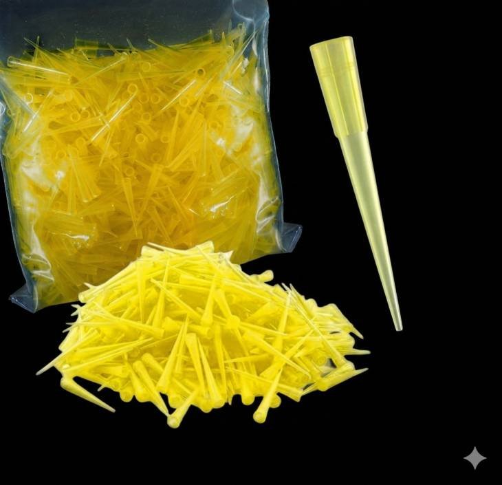 Yellow micropipette tips laboratory consumables